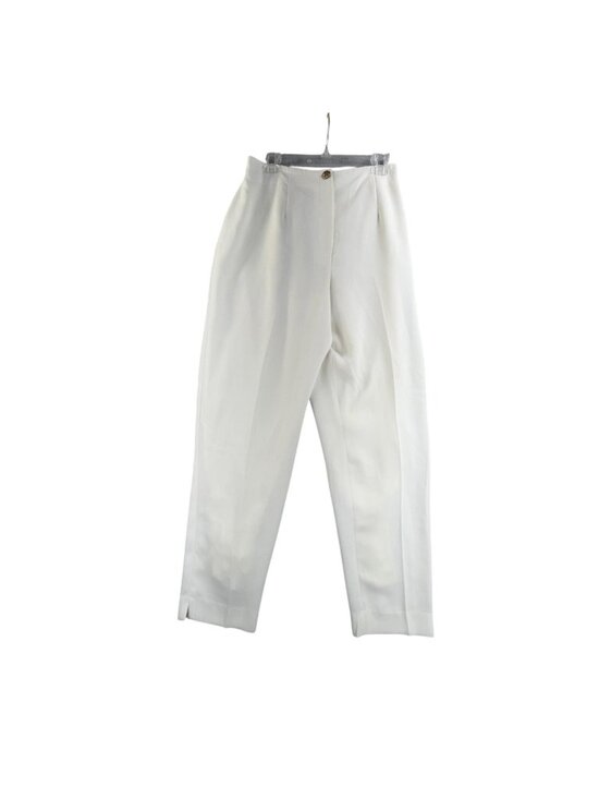 Criscione Pants - Vintage Criscione Dress Pants Womens Medium White Crepe Pleated Tapered USA Made